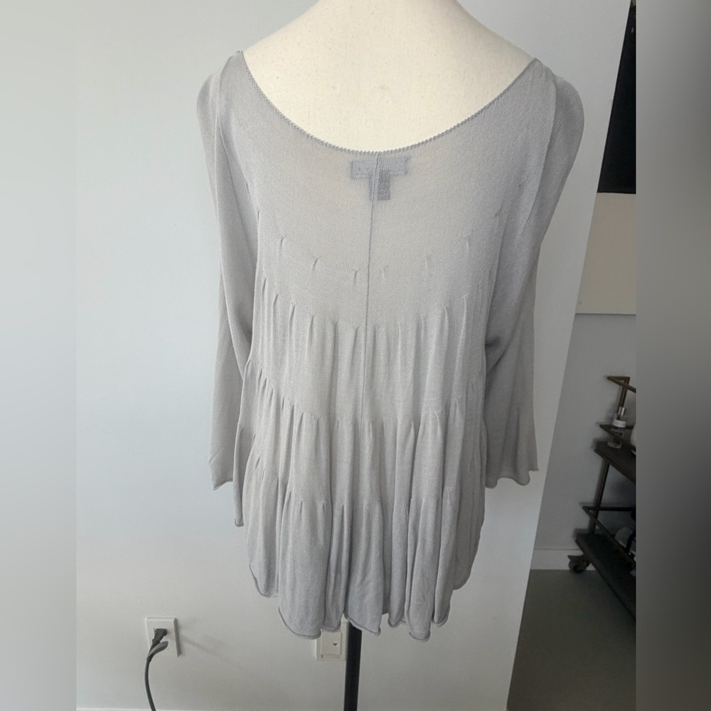 LINE Flowy Mesh Blouse – Grey – Size S – Elegant Draped Top - Picture 15 of 17